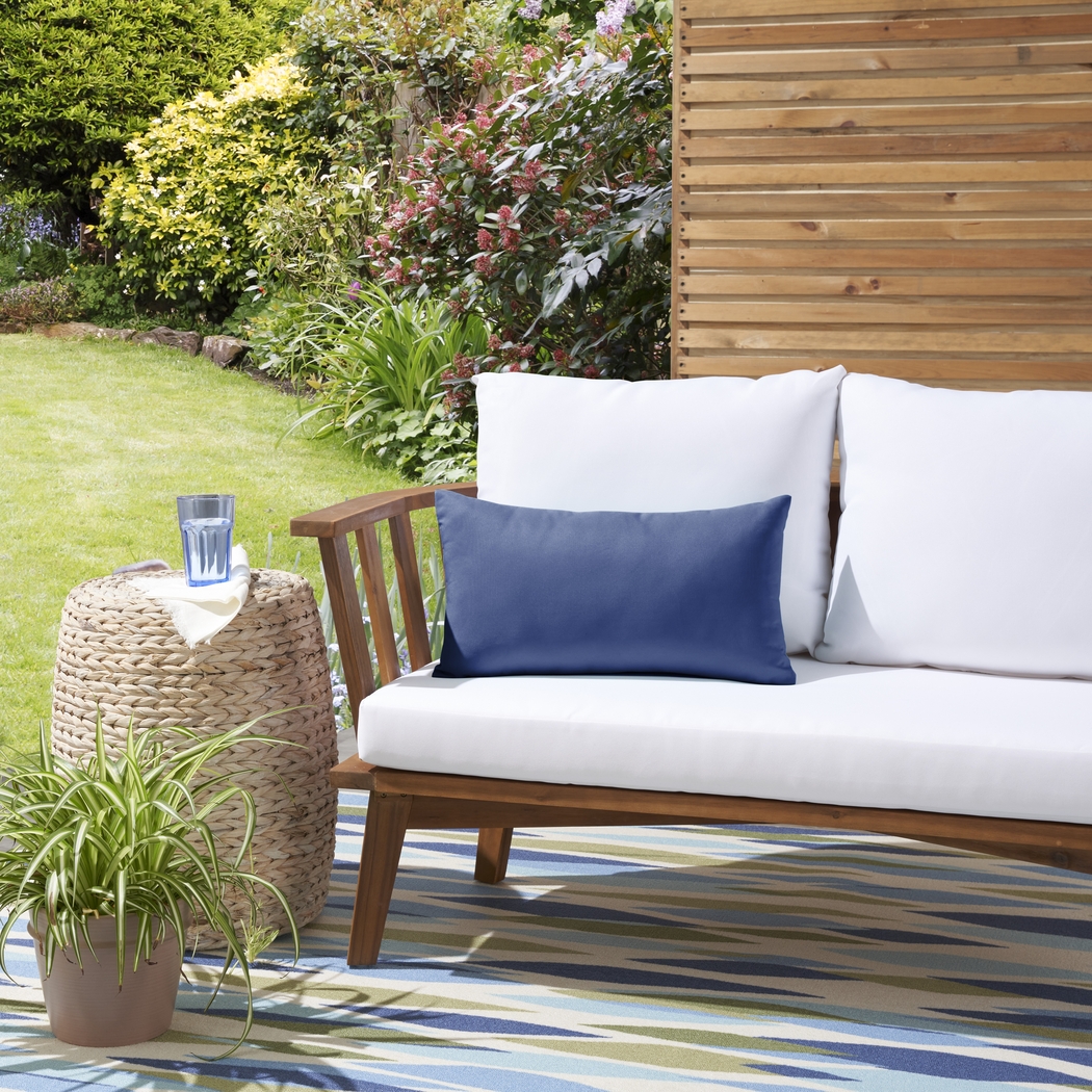 Torlana Navy Indoor/Outdoor Lumbar Pillow - Thumbnail - Image 3