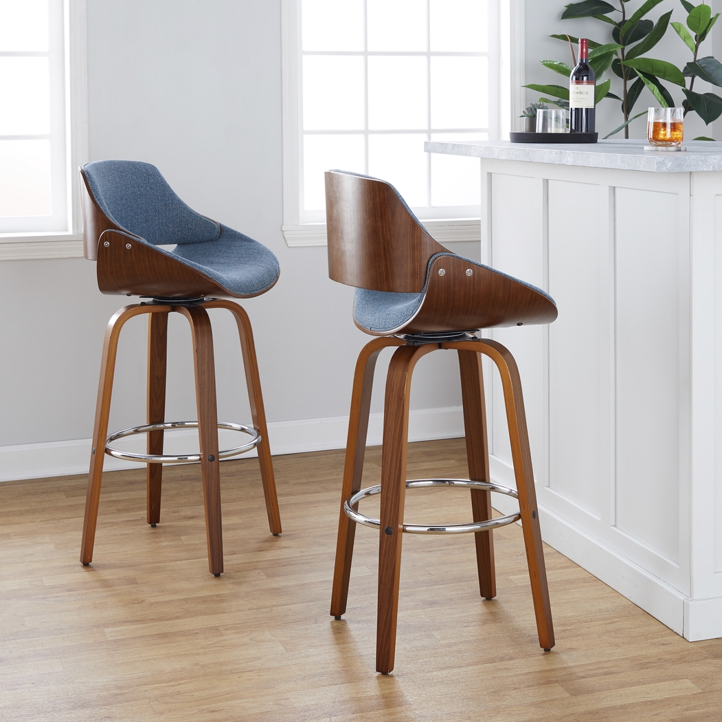 Torlina II Blue Swivel Barstool, Set of 2 - Thumbnail - Image 3