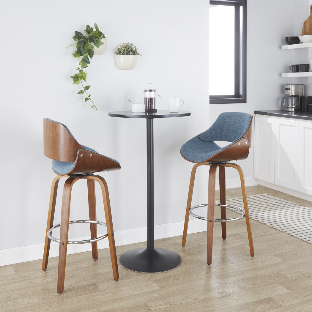 Torlina II Blue Swivel Barstool, Set of 2 - Thumbnail - Image 4