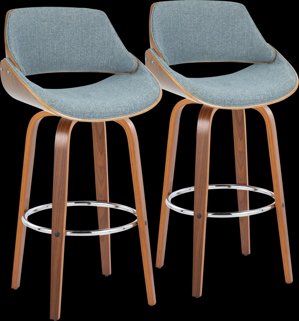 Torlina II Blue Swivel Barstool, Set of 2 - Thumbnail - Image 1