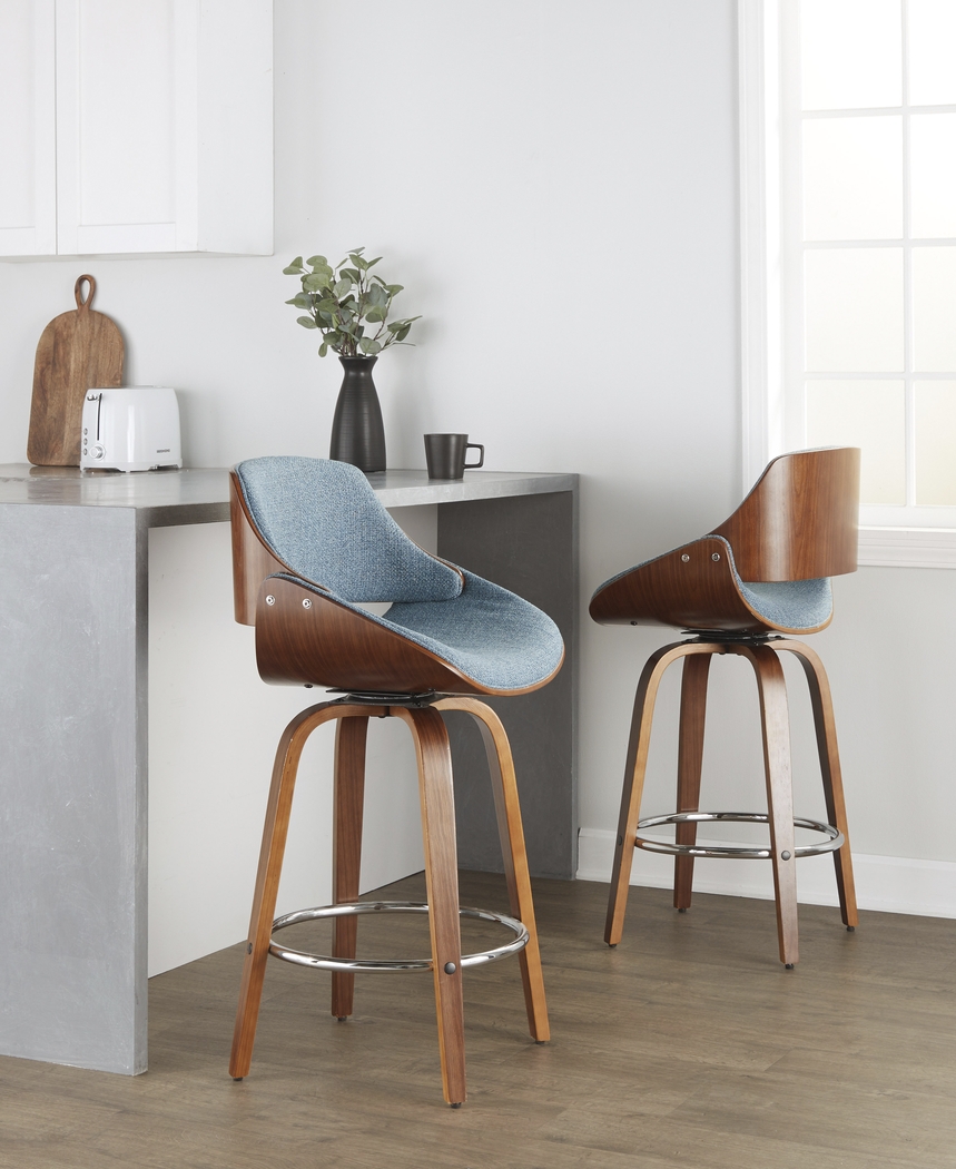 Torlina II Blue Swivel Counter Height Stool, Set of 2 - Thumbnail - Image 4