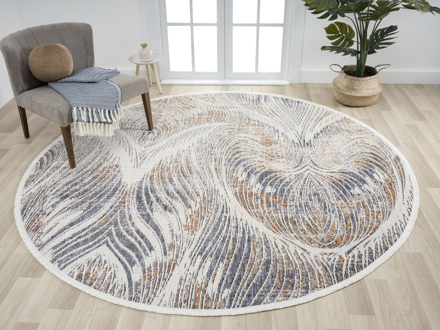Torric Ivory 7'10 Round Rug - Thumbnail - Image 3