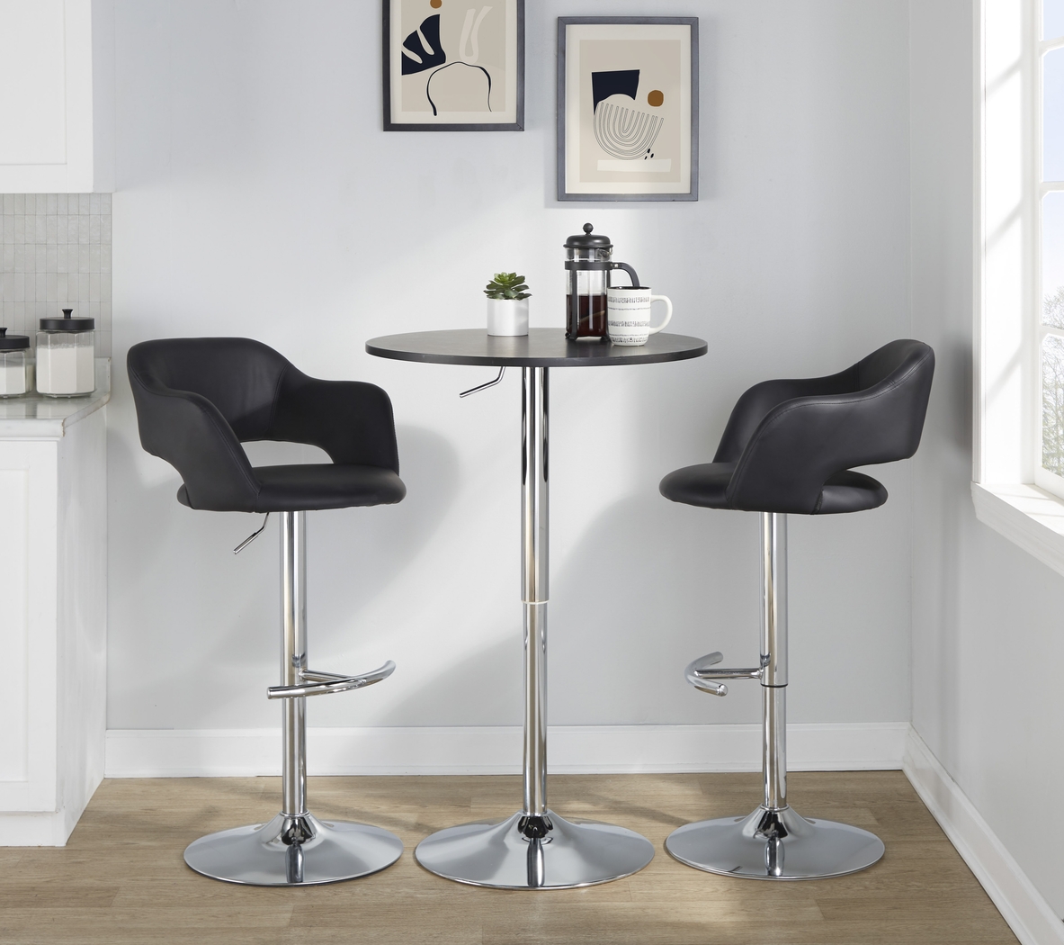 Toune Black Adjustable Swivel Barstool, Set of 2 - Thumbnail - Image 5
