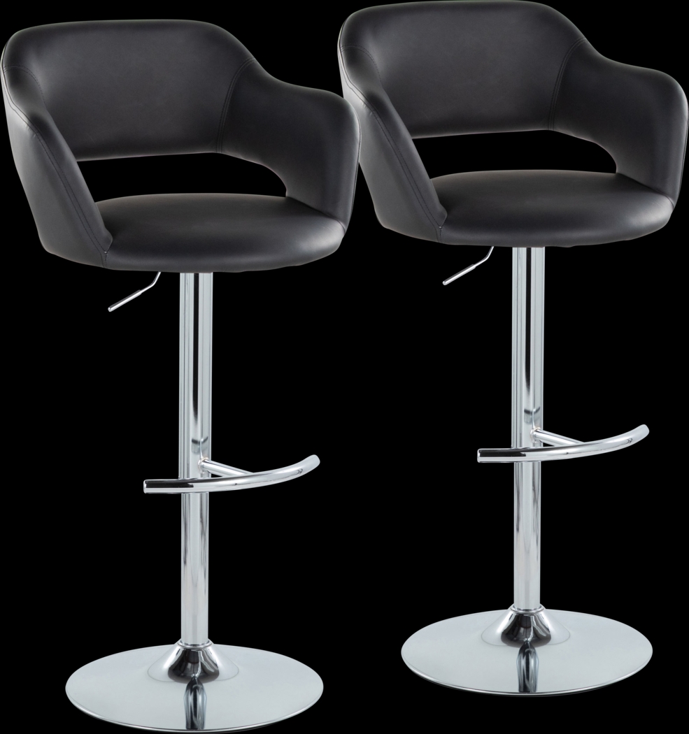 Toune Black Adjustable Swivel Barstool, Set of 2 - Thumbnail - Image 1