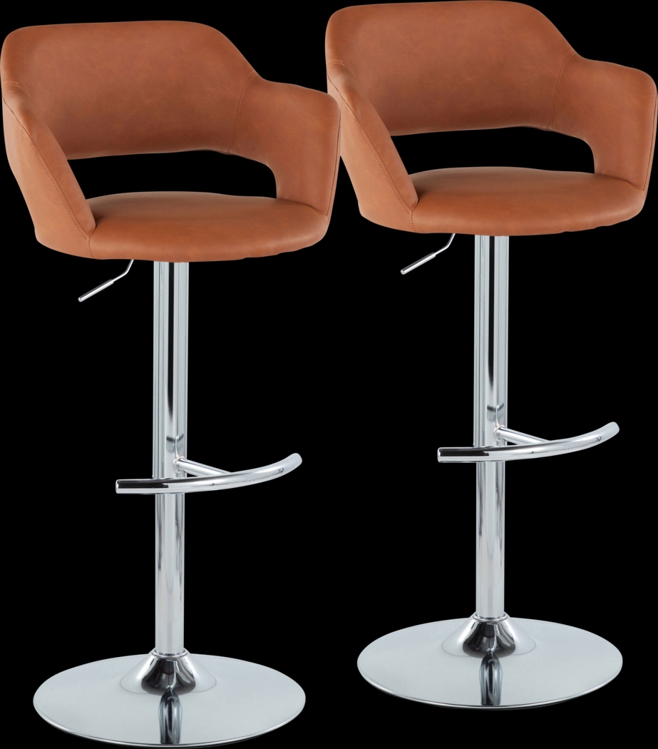 Toune Brown Adjustable Swivel Barstool, Set of 2 - Thumbnail - Image 1
