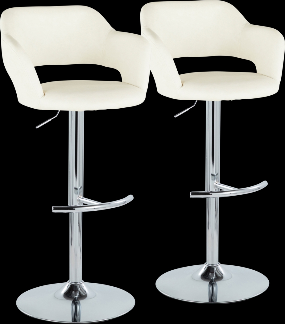 Toune Cream Adjustable Swivel Barstool, Set of 2 - Thumbnail - Image 1