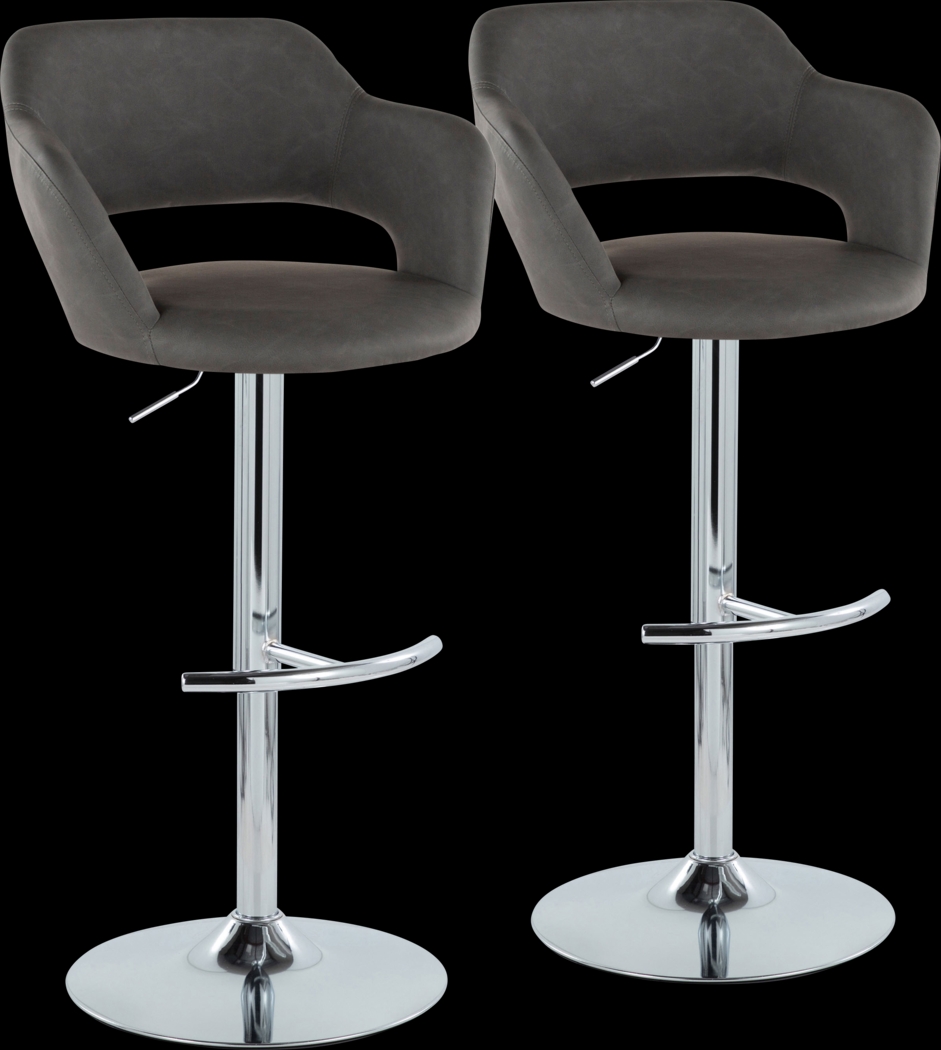 Toune Gray Adjustable Swivel Barstool, Set of 2 - Thumbnail - Image 1