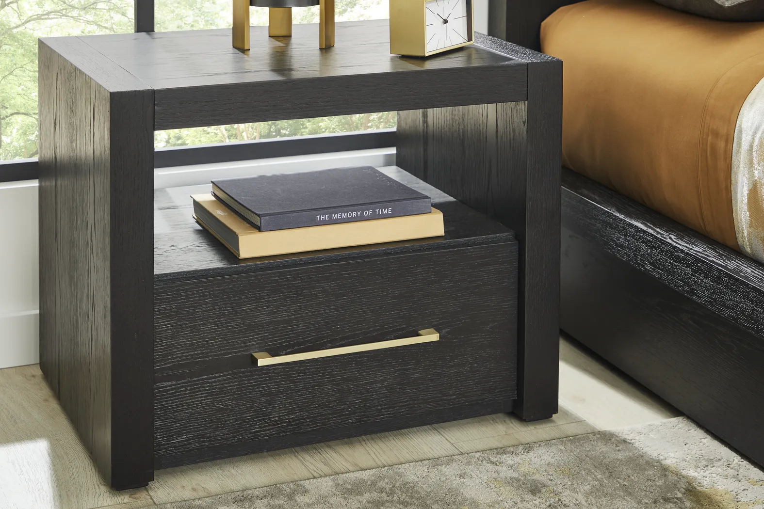Townbrook Ebony 7 Pc Bedroom with York Mills White Upholstered King Bed - Thumbnail - Image 10
