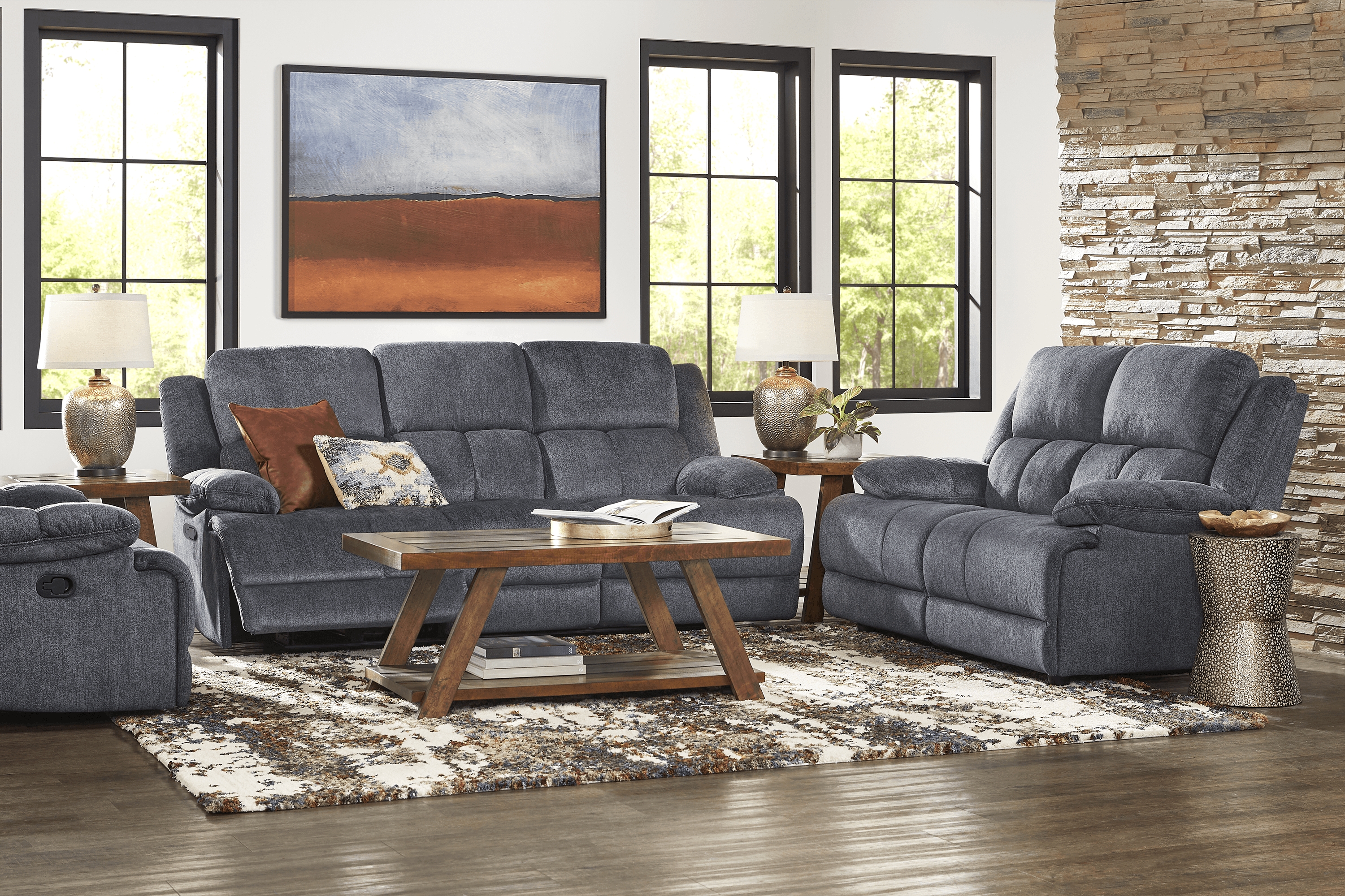 Townsend Gray 2 Pc Living Room with Reclining Sofa - Thumbnail - Image 1