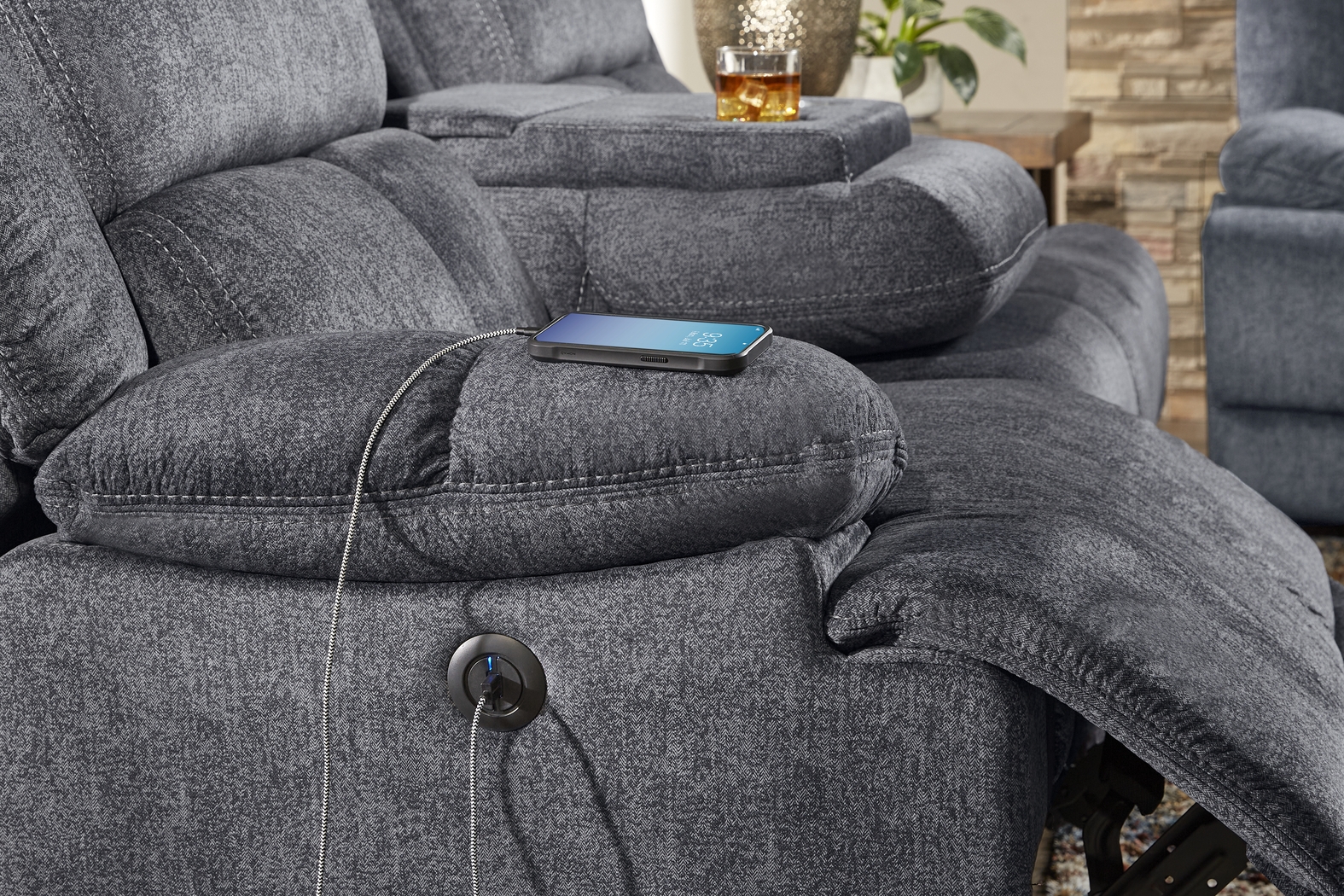 Townsend Gray 6 Pc Reclining Living Room - Thumbnail - Image 7