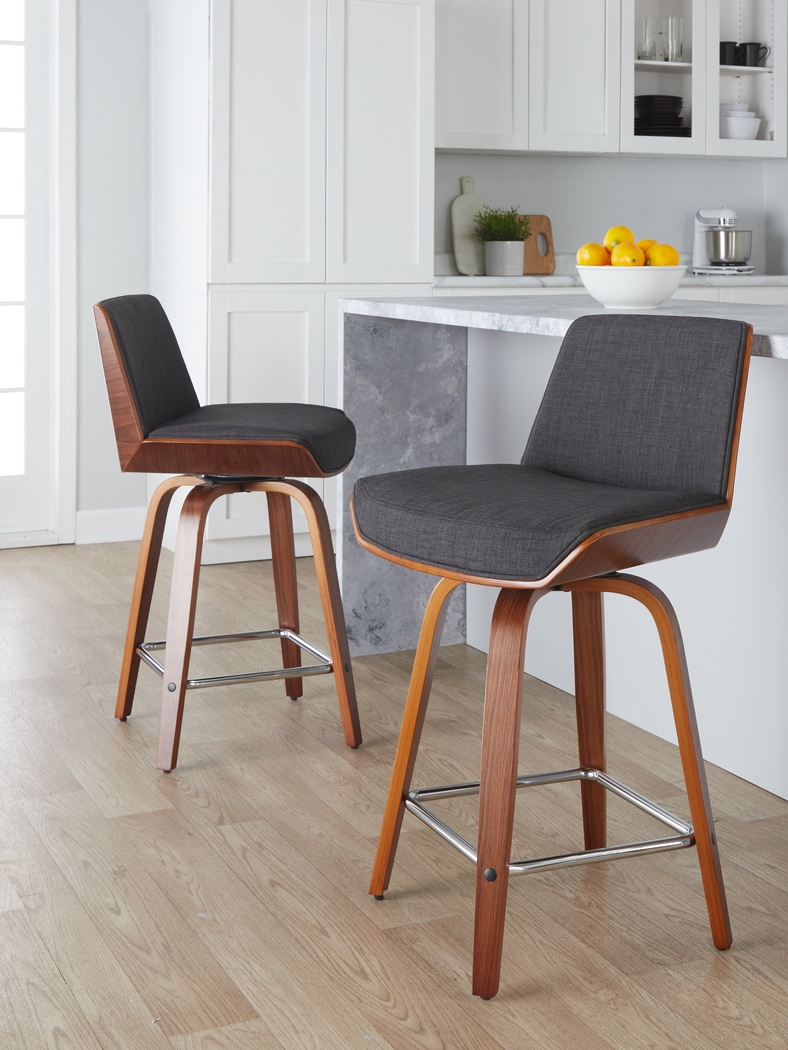 Towton I Charcoal Swivel Counter Height Stool, Set of 2 - Thumbnail - Image 2