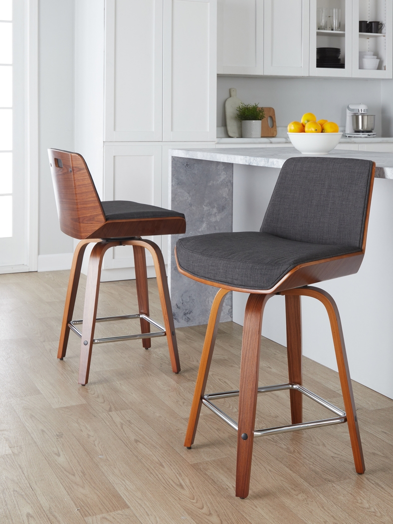 Towton I Charcoal Swivel Counter Height Stool, Set of 2 - Thumbnail - Image 3