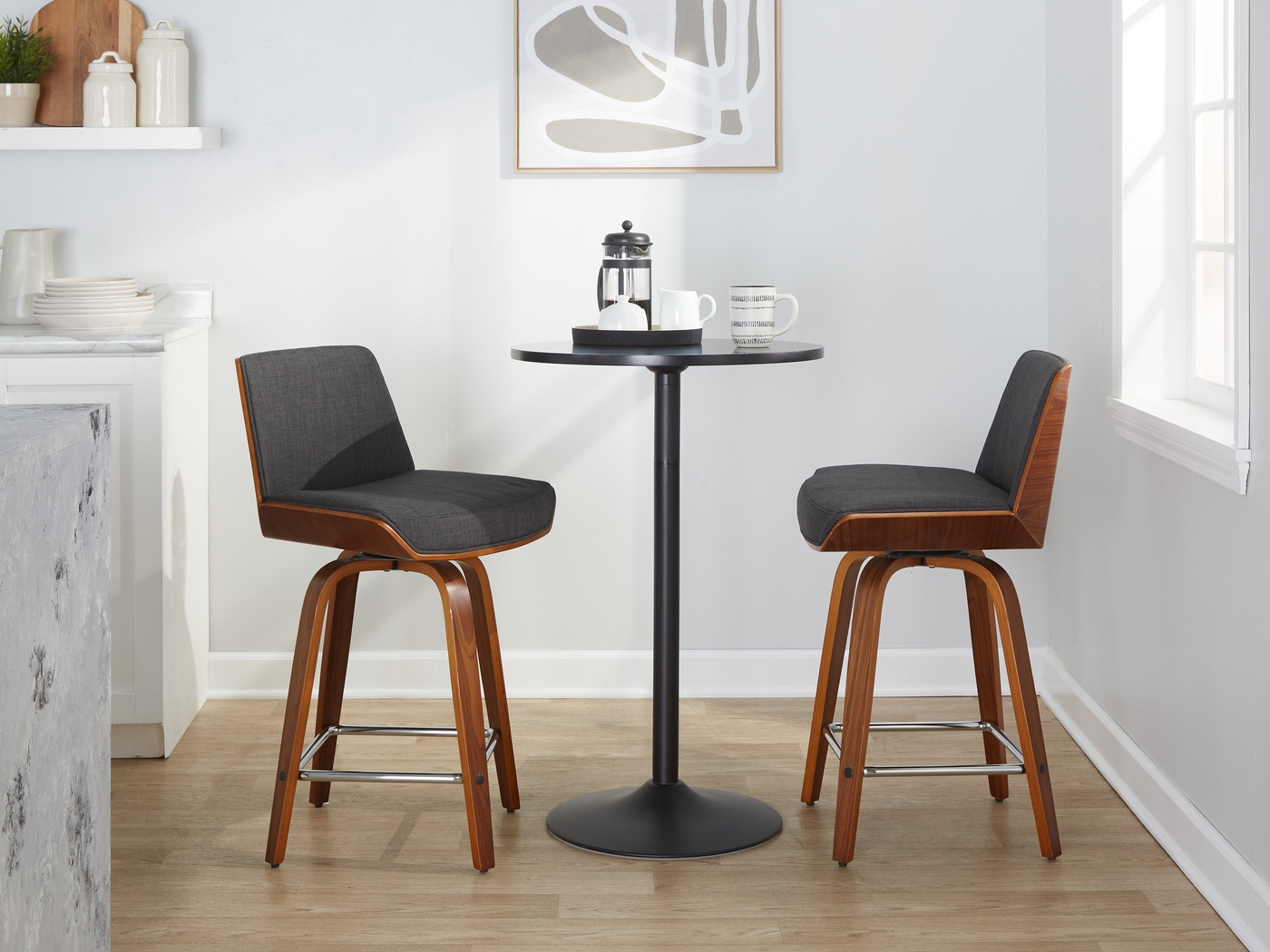 Towton I Charcoal Swivel Counter Height Stool, Set of 2 - Thumbnail - Image 4