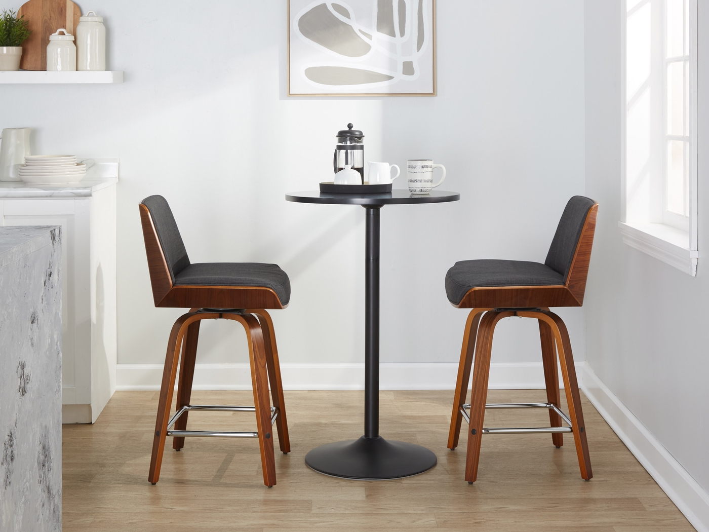 Towton I Charcoal Swivel Counter Height Stool, Set of 2 - Thumbnail - Image 5