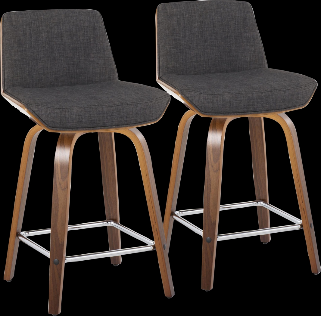 Towton I Charcoal Swivel Counter Height Stool, Set of 2 - Thumbnail - Image 1