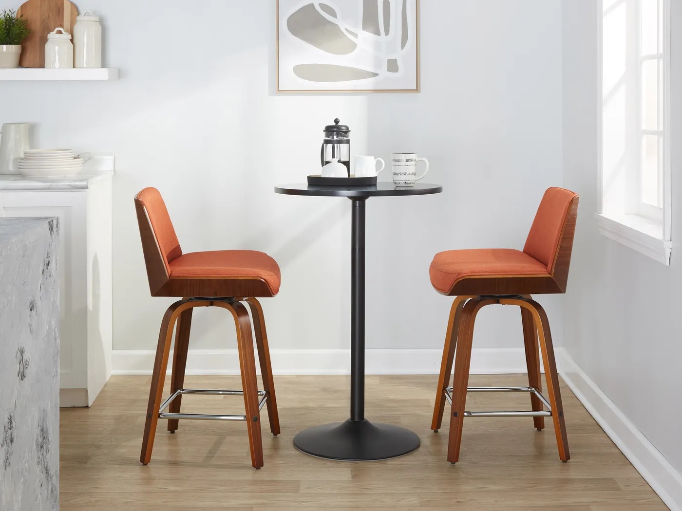 Towton I Orange Swivel Counter Height Stool, Set of 2 - Thumbnail - Image 4
