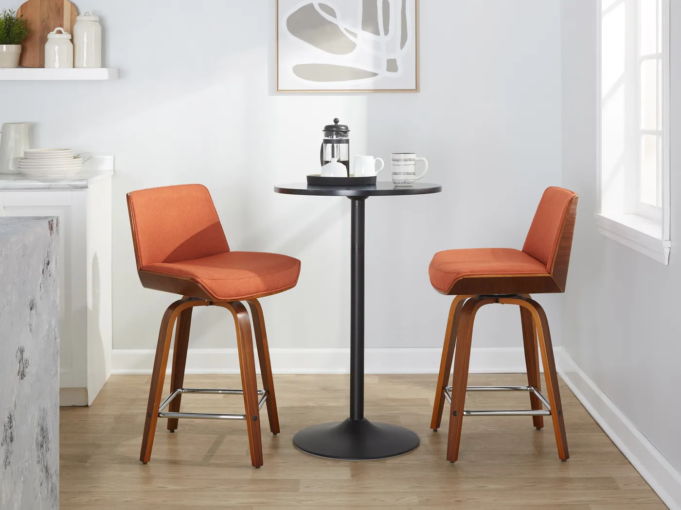 Towton I Orange Swivel Counter Height Stool, Set of 2 - Thumbnail - Image 5