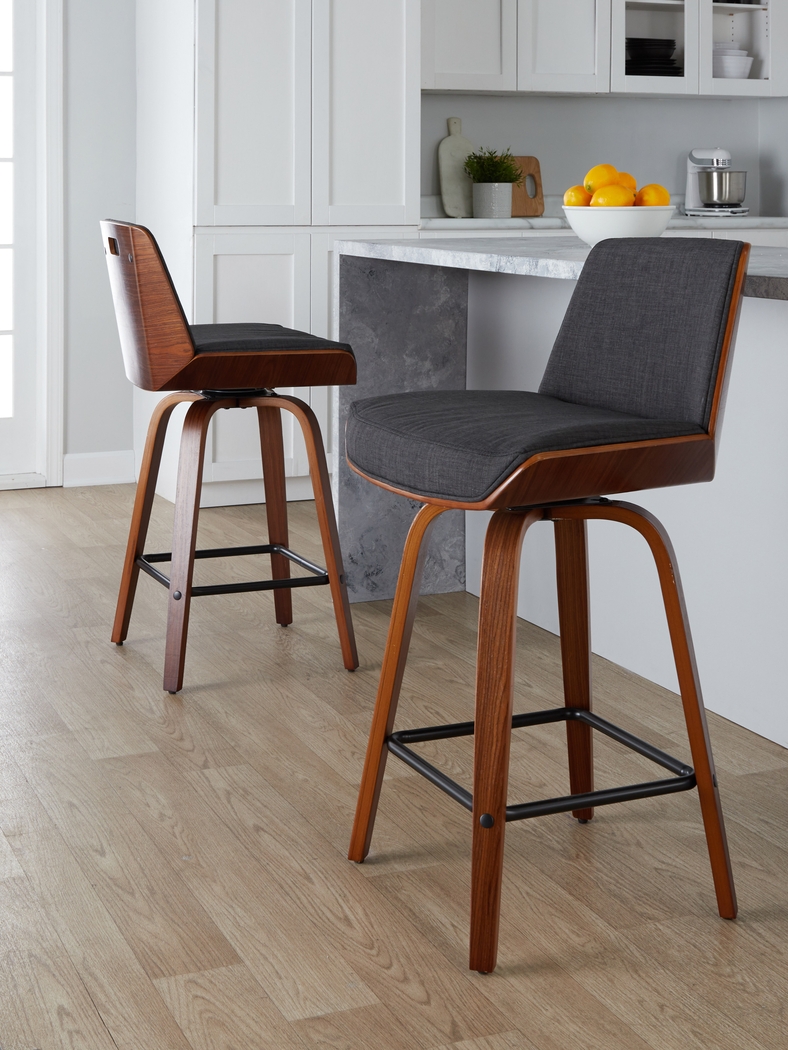 Towton II Charcoal Swivel Counter Height Stool, Set of 2 - Thumbnail - Image 2