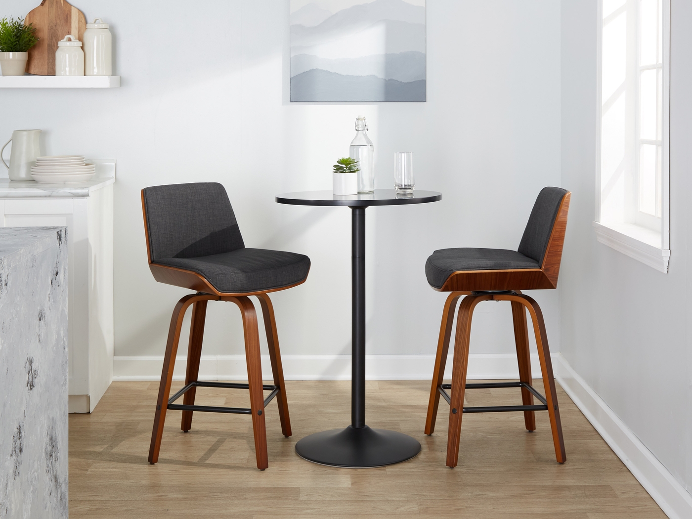 Towton II Charcoal Swivel Counter Height Stool, Set of 2 - Thumbnail - Image 4