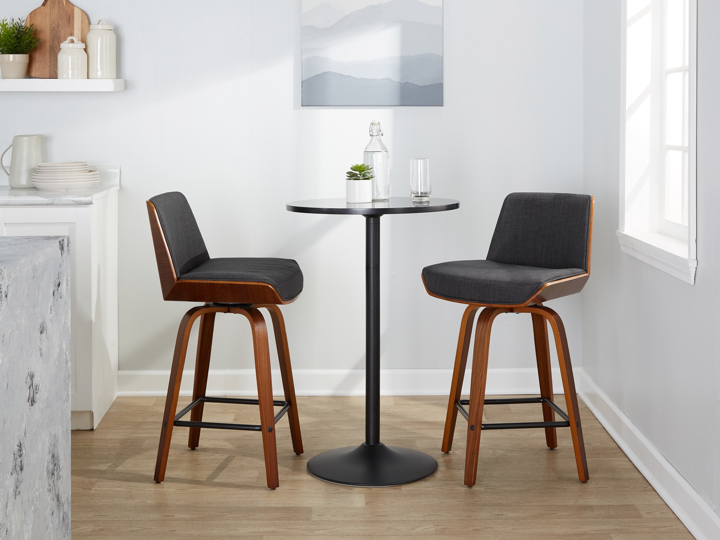 Towton II Charcoal Swivel Counter Height Stool, Set of 2 - Thumbnail - Image 5