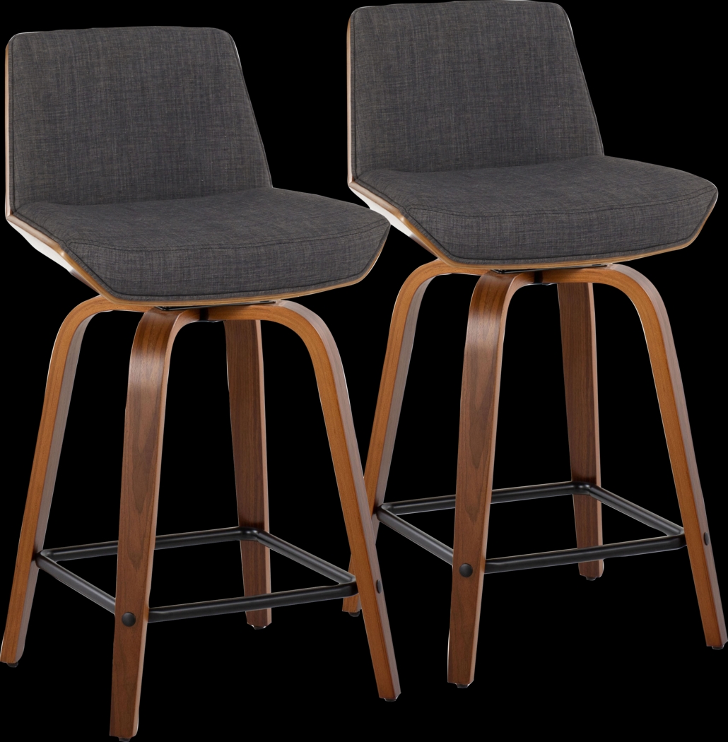 Towton II Charcoal Swivel Counter Height Stool, Set of 2 - Thumbnail - Image 1