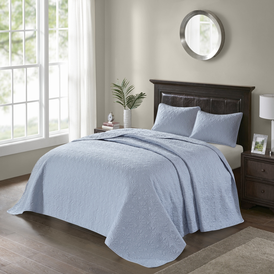 Toyah Blue 3 Pc Queen Bedspread Set - Thumbnail - Image 1