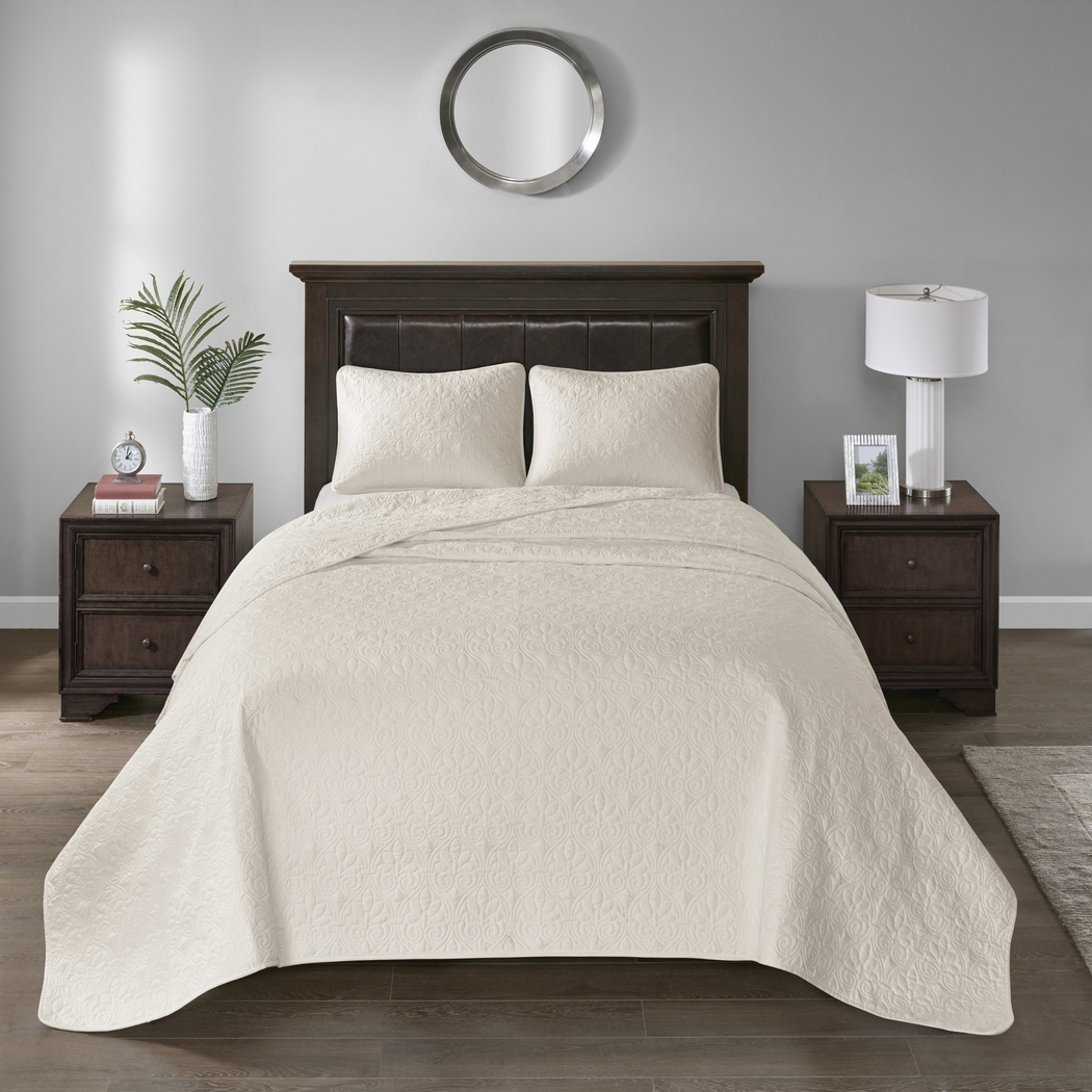 Toyah Cream 3 Pc Queen Bedspread Set - Thumbnail - Image 2