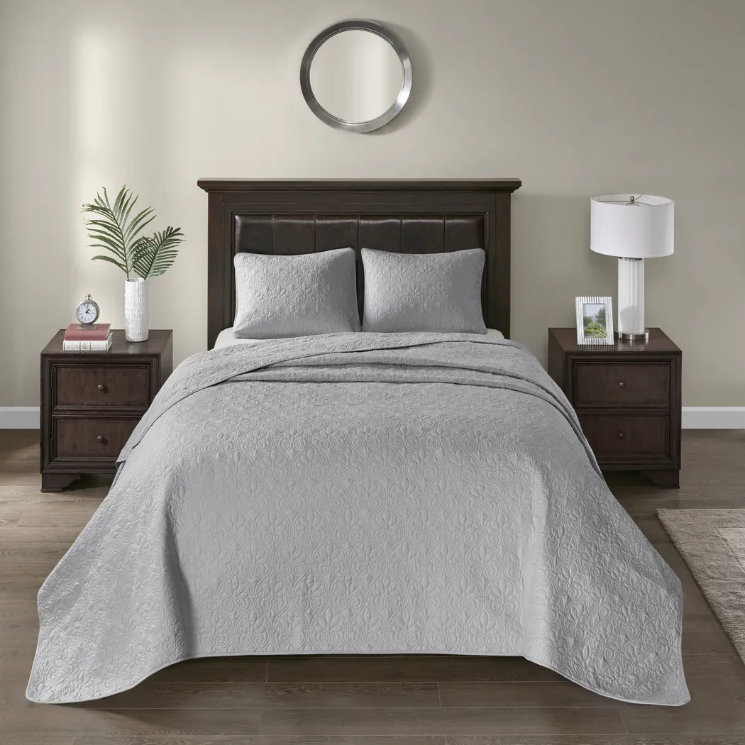 Toyah Gray 3 Pc King Bedspread Set - Thumbnail - Image 2