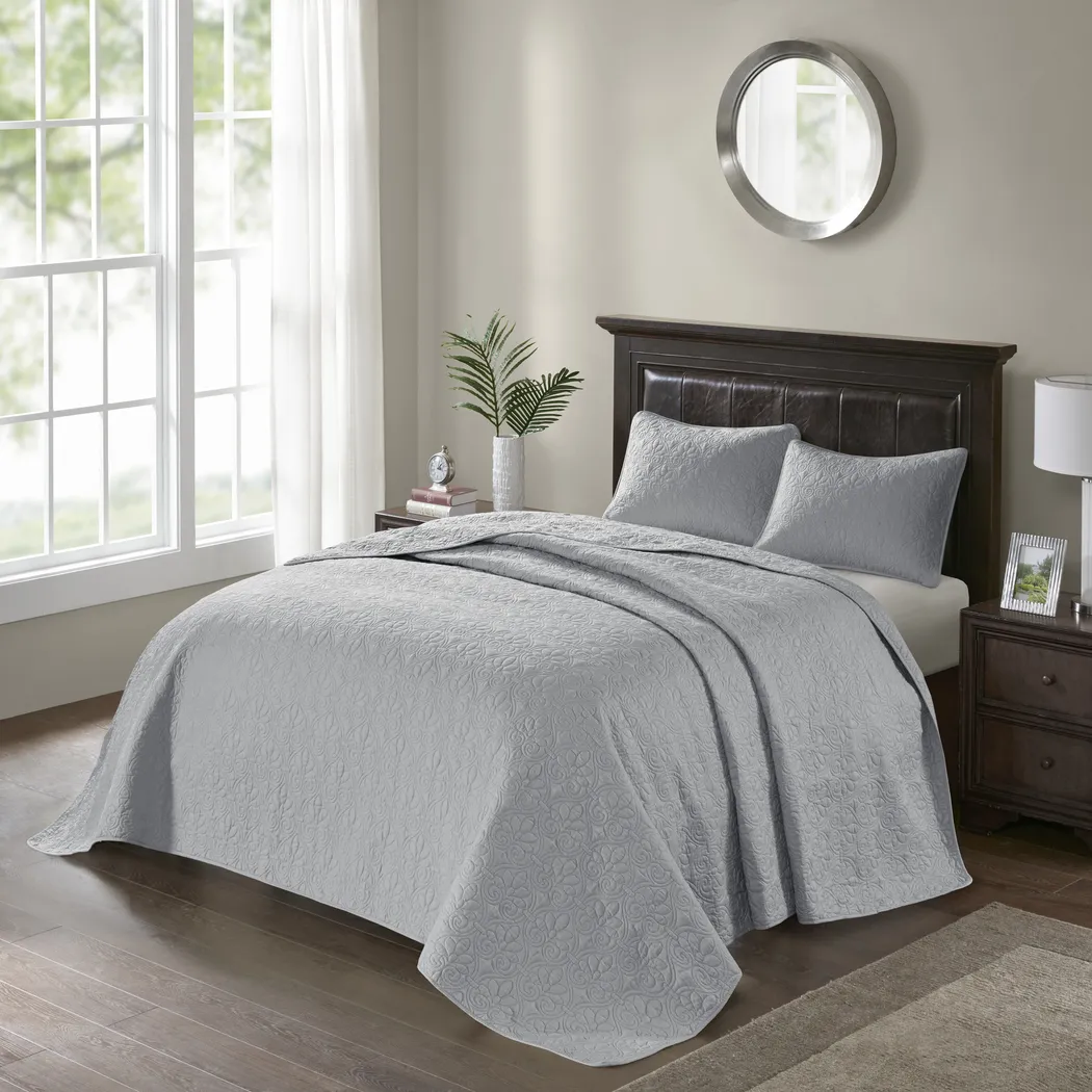Toyah Gray 3 Pc King Bedspread Set - Thumbnail - Image 1