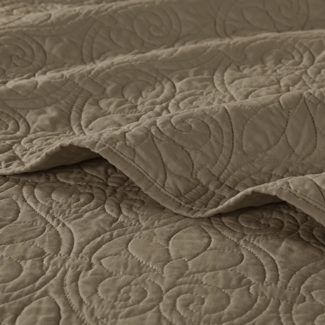 Toyah Mocha Brown 3 Pc Full/Queen Quilt Set - Thumbnail - Image 6