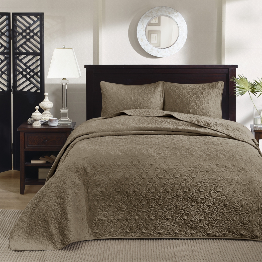 Toyah Mocha Brown 3 Pc King Bedspread Set - Thumbnail - Image 2