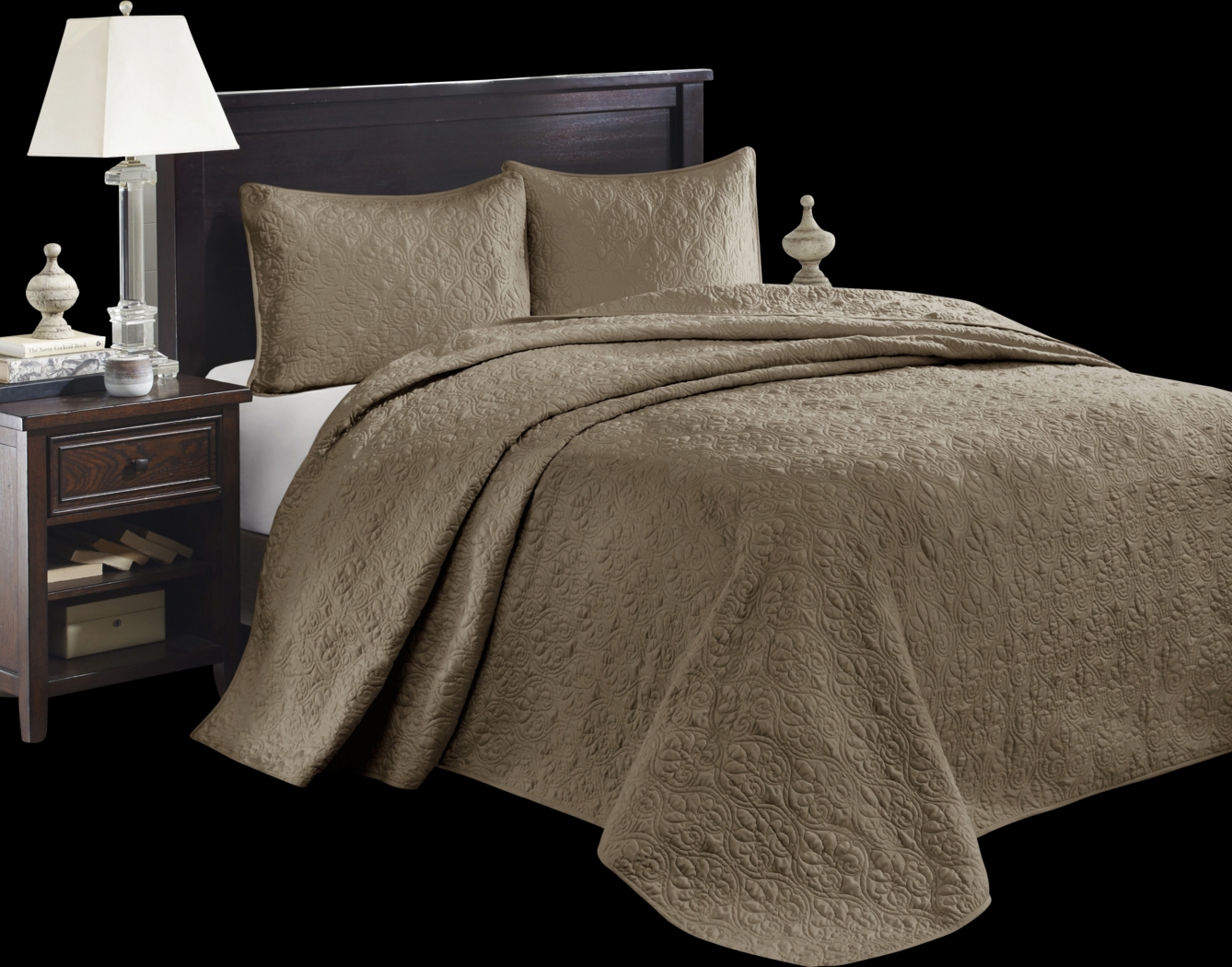 Toyah Mocha Brown 3 Pc King Bedspread Set - Thumbnail - Image 1