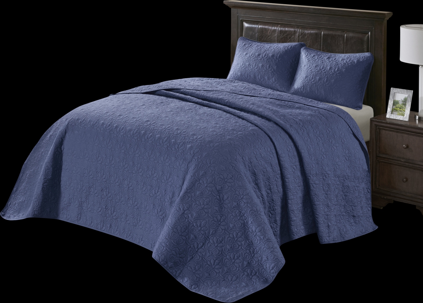 Toyah Navy 3 Pc Full Bedspread Set - Thumbnail - Image 2