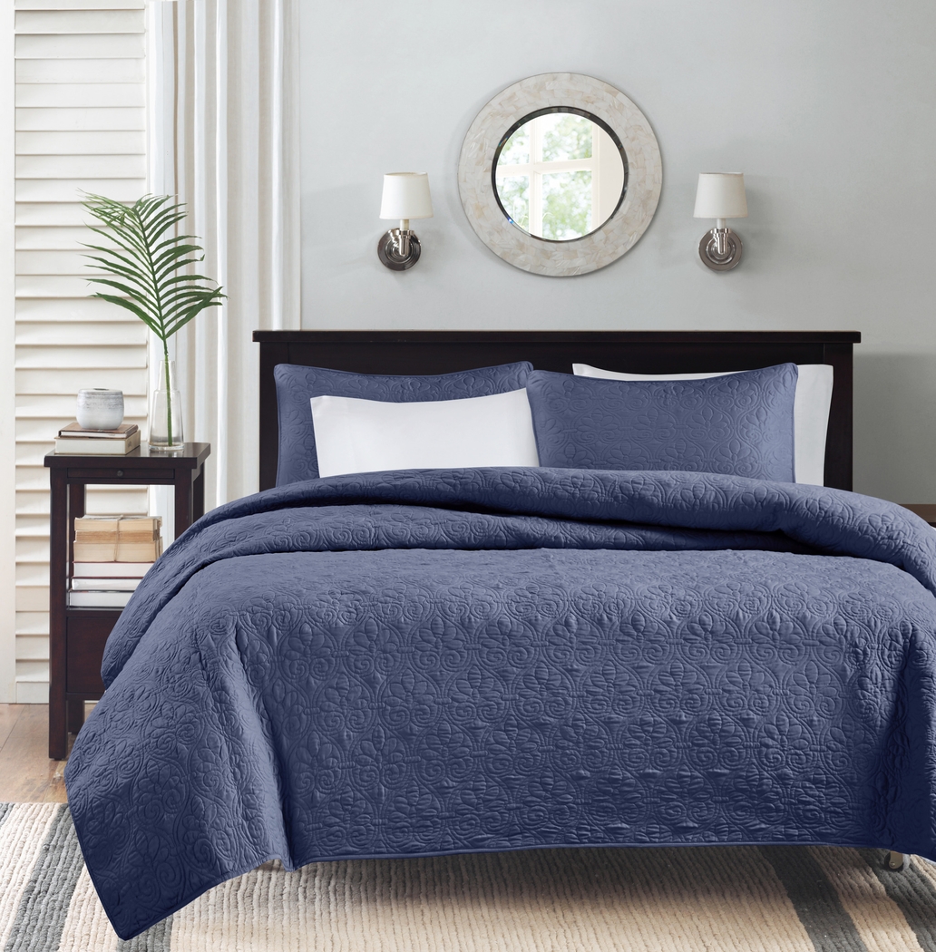 Toyah Navy 3 Pc King/California King Quilt Set - Thumbnail - Image 2