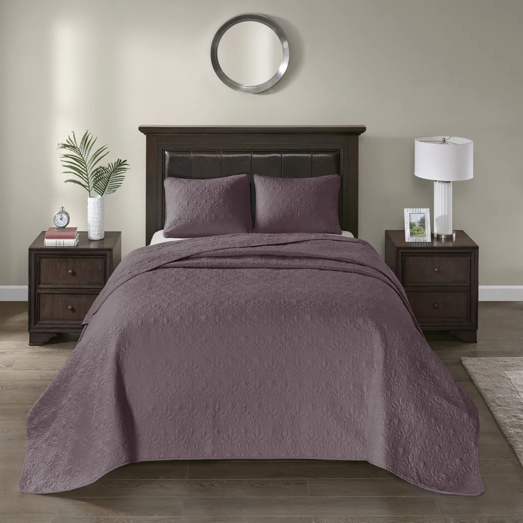 Toyah Purple 3 Pc Queen Bedspread Set - Thumbnail - Image 2