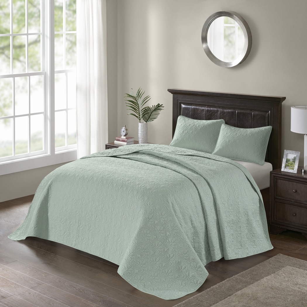 Toyah Seafoam Green 3 Pc Queen Bedspread Set - Thumbnail - Image 4