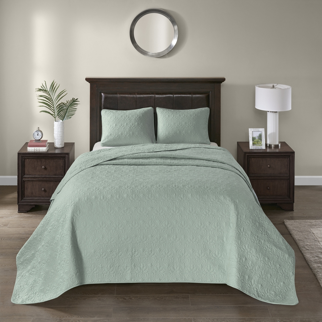 Toyah Seafoam Green 3 Pc Twin Bedspread Set - Thumbnail - Image 3