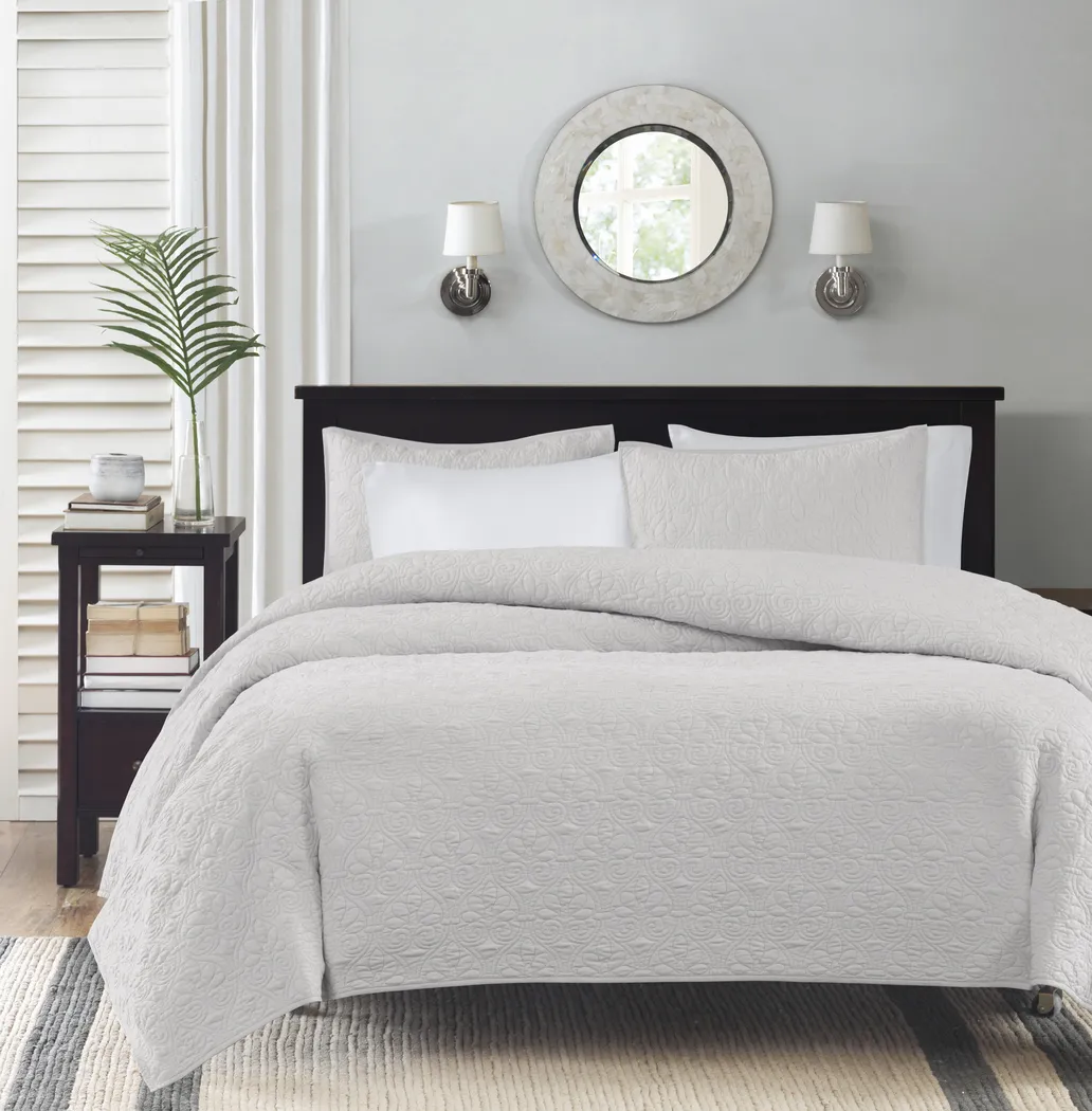 Toyah White 3 Pc Full/Queen Quilt Set - Thumbnail - Image 4