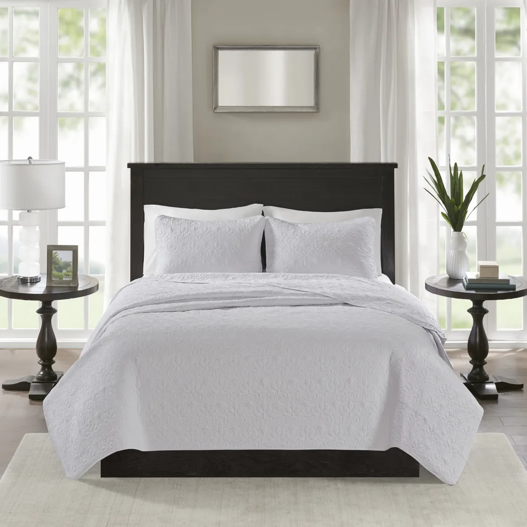 Toyah White 3 Pc Full/Queen Quilt Set - Thumbnail - Image 8