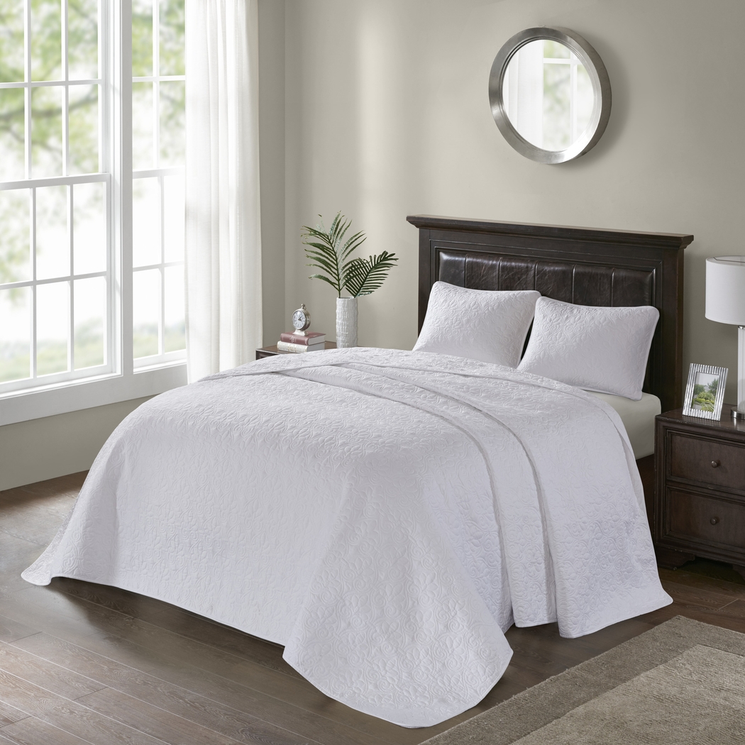 Toyah White 3 Pc Queen Bedspread Set - Thumbnail - Image 1