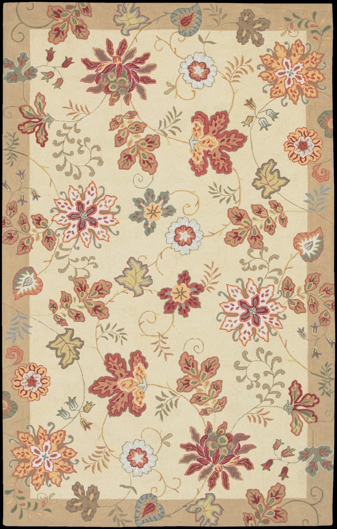 Traditional Floral Ivory 5 x 8 Rug - Thumbnail - Image 1