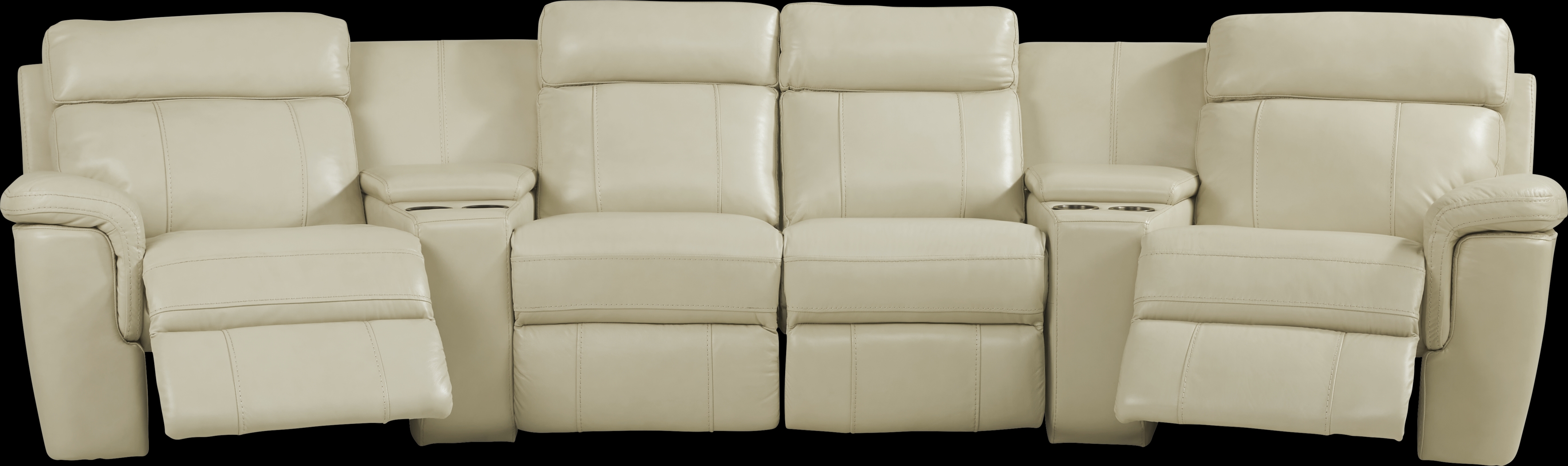 Trafalgar Square Ivory Leather 6 Pc Power Reclining Sectional - Thumbnail - Image 3