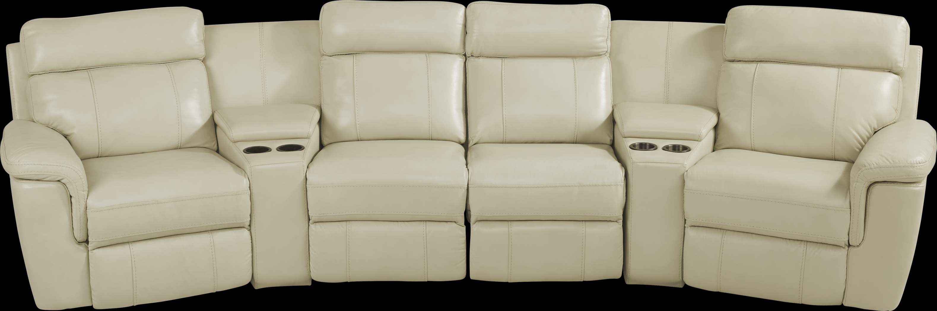Trafalgar Square Ivory Leather 6 Pc Power Reclining Sectional - Thumbnail - Image 4
