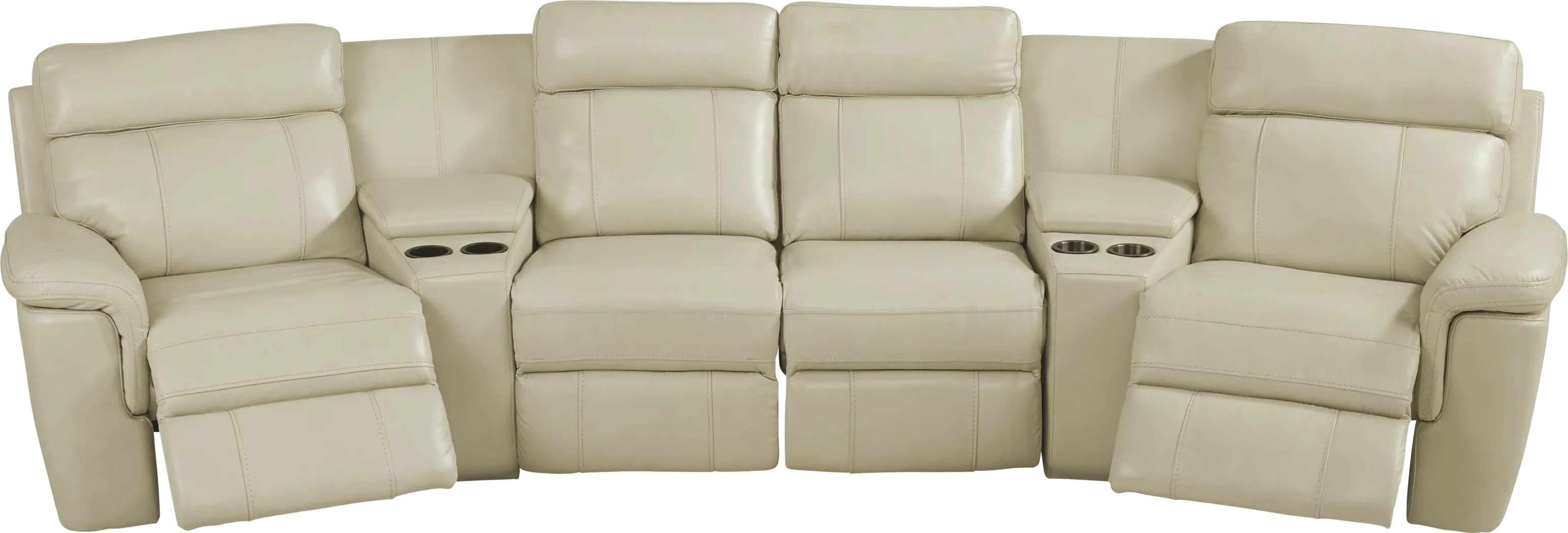 Trafalgar Square Ivory Leather 6 Pc Reclining Sectional - Image 5