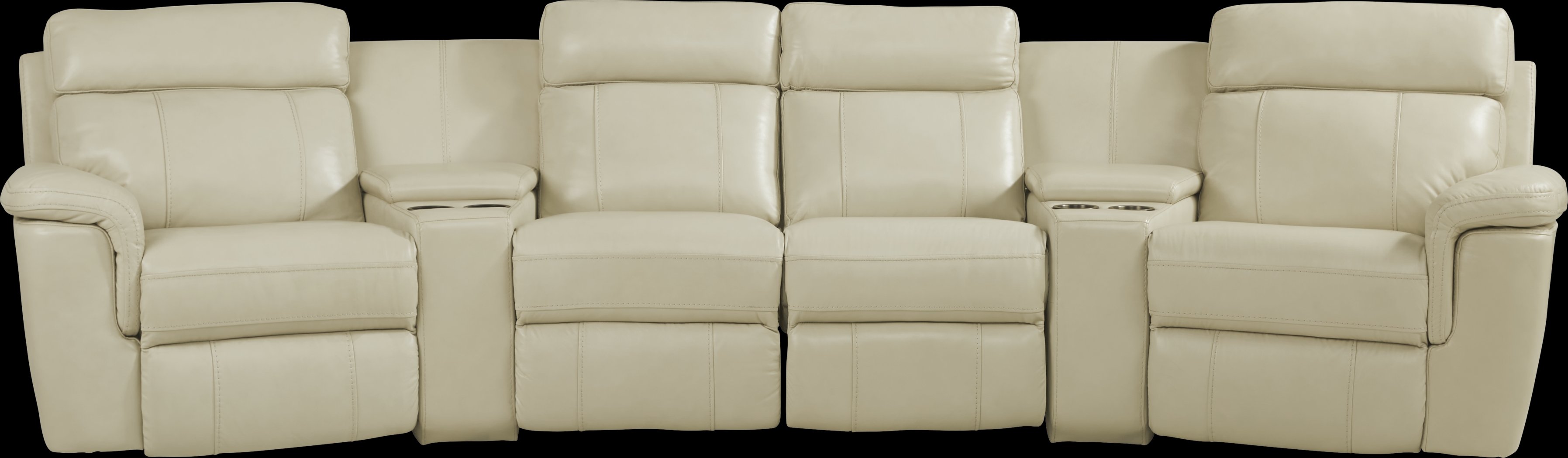 Trafalgar Square Ivory Leather 6 Pc Reclining Sectional - Thumbnail - Image 1