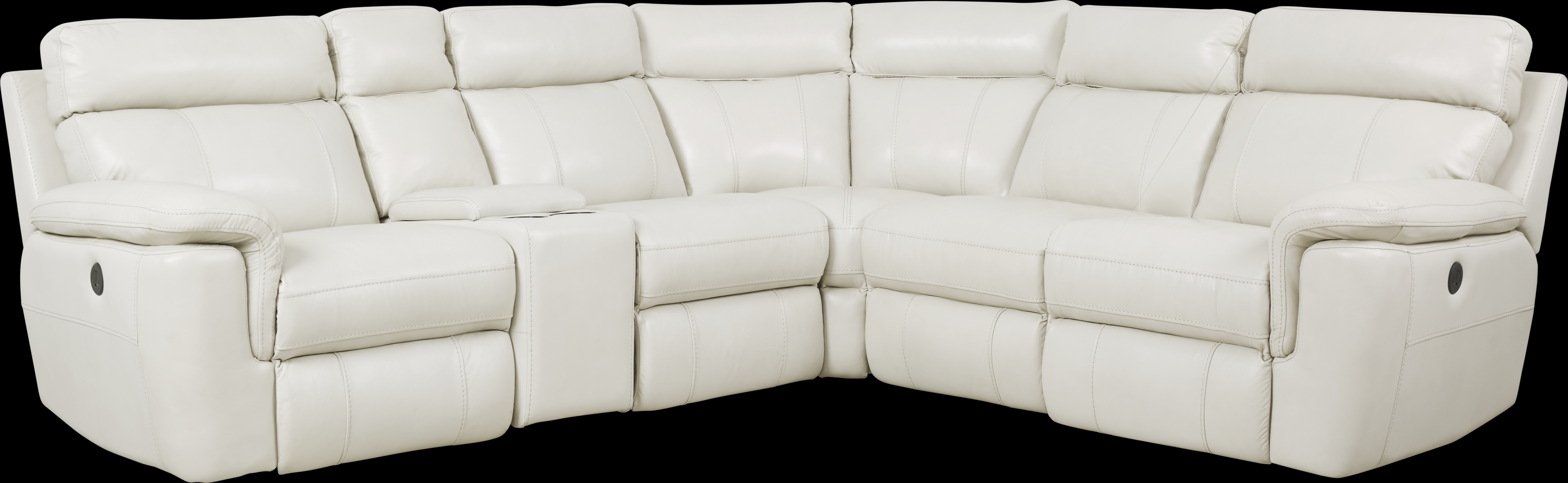 Trafalgar Square Ivory Leather 6 Pc Reclining Sectional - Thumbnail - Image 1