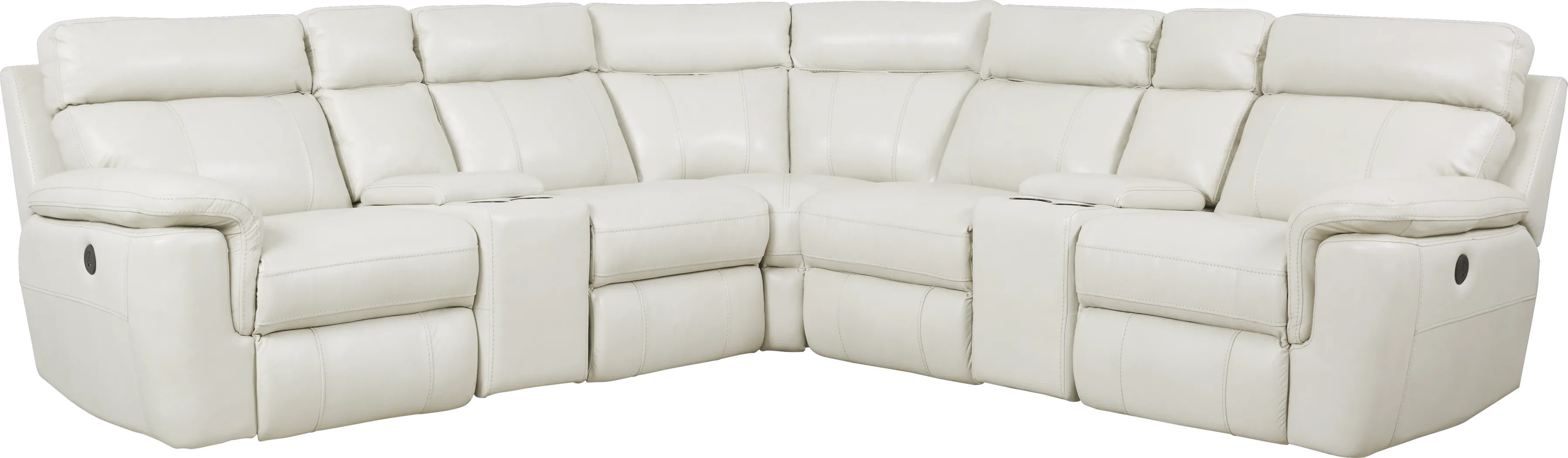 Trafalgar Square Ivory Leather 7 Pc Power Reclining Sectional - Thumbnail - Image 1
