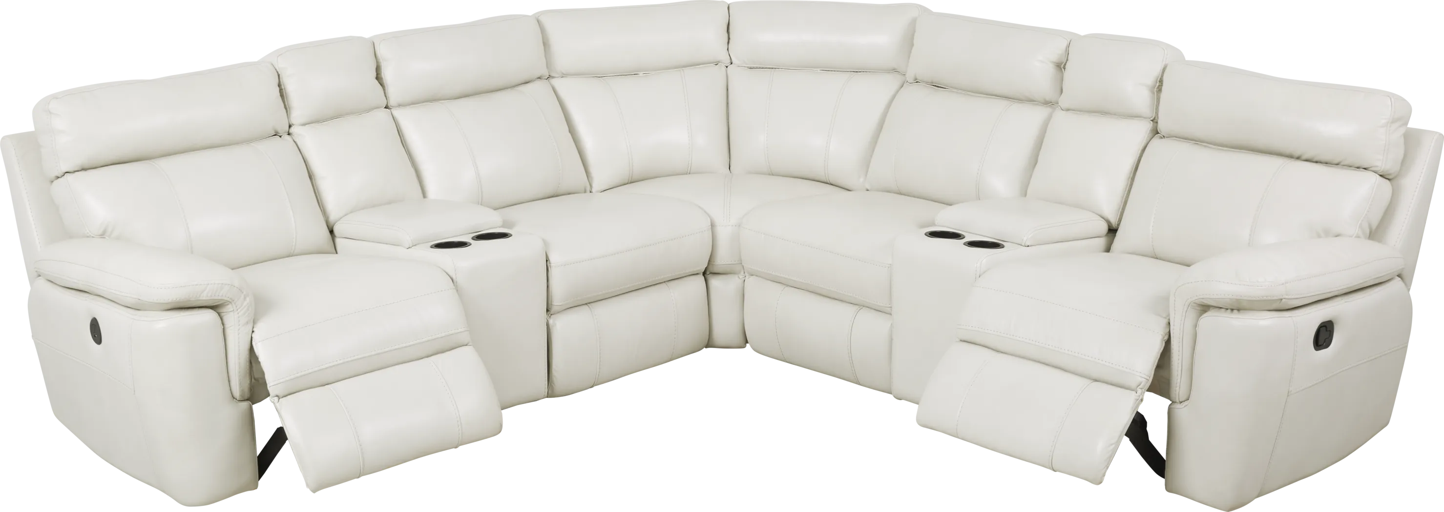 Trafalgar Square Ivory Leather 7 Pc Reclining Sectional - Thumbnail - Image 3