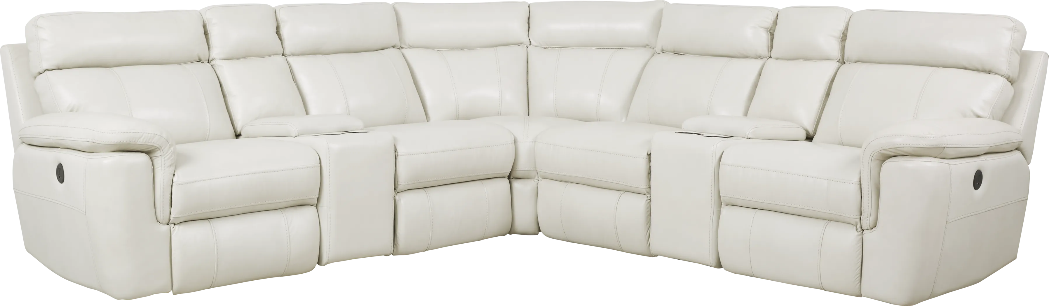 Trafalgar Square Ivory Leather 7 Pc Reclining Sectional - Thumbnail - Image 1