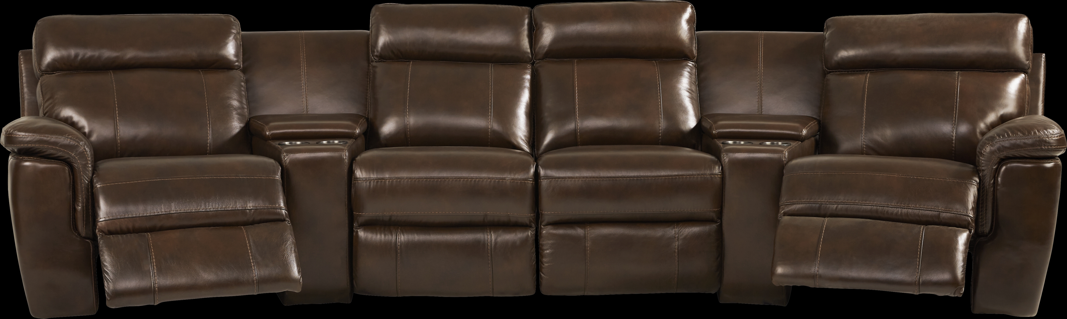 Trafalgar Square Mahogany Leather 6 Pc Reclining Sectional - Thumbnail - Image 3